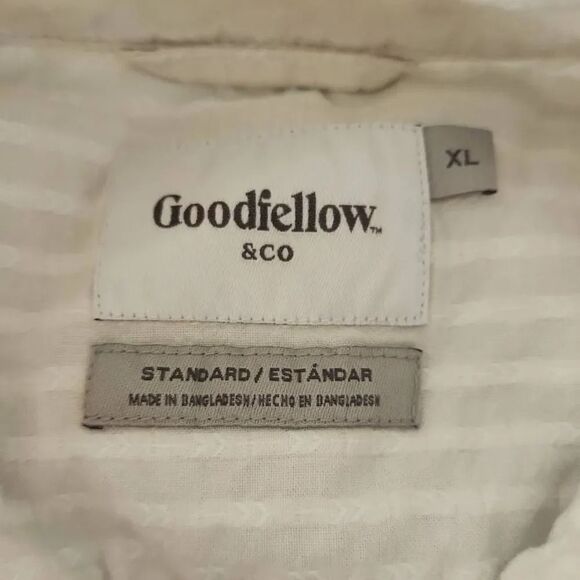 Goodfellow &Co Men's Size XL Cream Stripe Pattern Short Sleeve Button Down Shirt - Picture 5 of 5